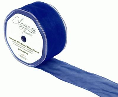 50mm Organza Ribbon - Navy Blue, The Baggery Sundries UK Ltd 50mm Organza Ribbon - Navy Blue
