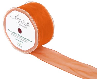 50mm Organza Ribbon - Orange, The Baggery Sundries UK Ltd 50mm Organza Ribbon - Orange