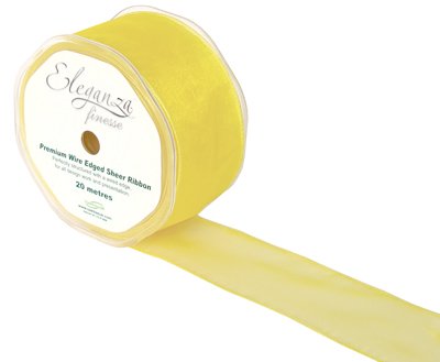 50mm Organza Ribbon - Pale Yellow, The Baggery Sundries UK Ltd 50mm Organza Ribbon - Pale Yellow