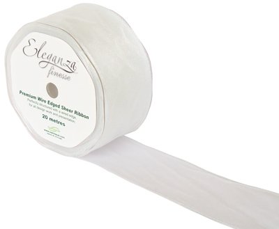 50mm Organza Ribbon - White, The Baggery Sundries UK Ltd 50mm Organza Ribbon - White
