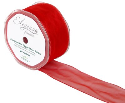 50mm Organza Ribbon - Red, The Baggery Sundries UK Ltd 50mm Organza Ribbon - Red