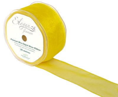 50mm Organza Ribbon - Yellow, The Baggery Sundries UK Ltd 50mm Organza Ribbon - Yellow