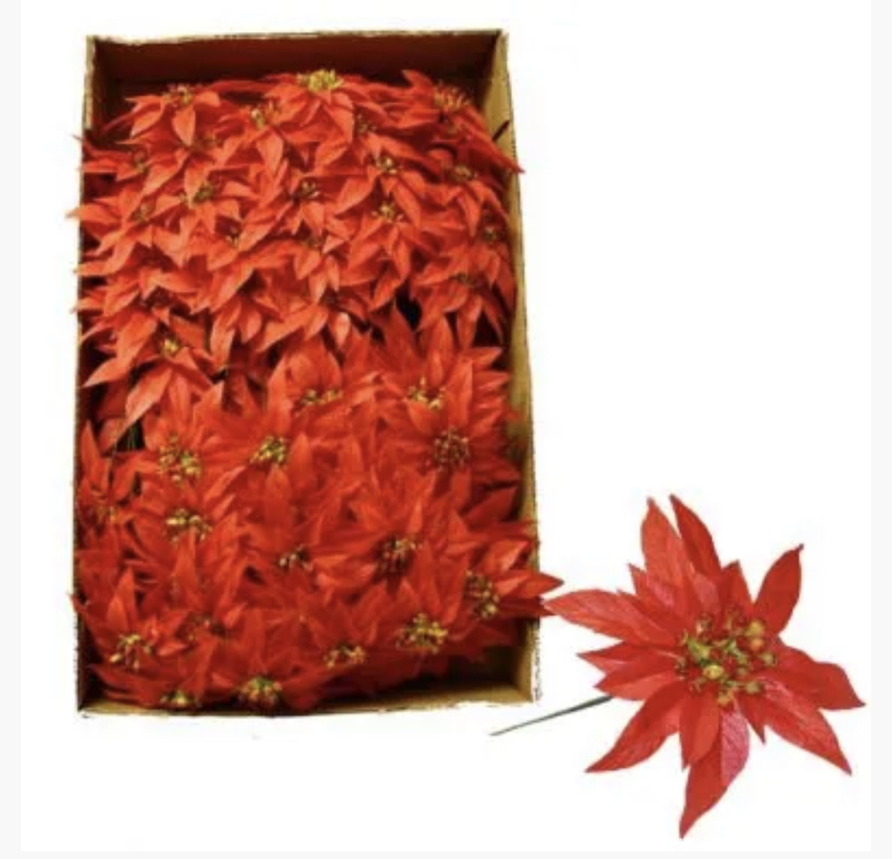 5'' Plastic Poinsettia Picks, The Baggery Sundries UK Ltd 5'' Plastic Poinsettia Picks
