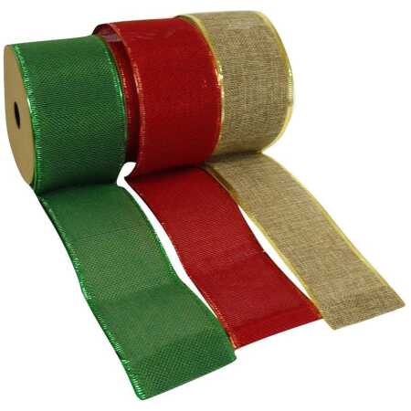 Christmas Hessian Ribbon, 3 Assorted
