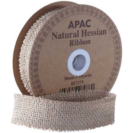 Hessian Ribbon - 30mm x 10yds Natural Hessian