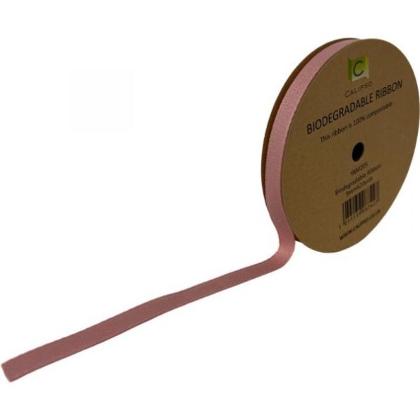 Vintage Pink Biodegradable Ribbon 9mm, The Baggery Sundries UK Ltd Vintage Pink Biodegradable Ribbon 9mm