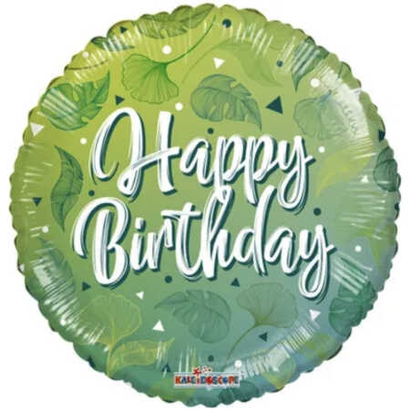 ECO  Balloon - Birthday Green Motifs (18 inch)