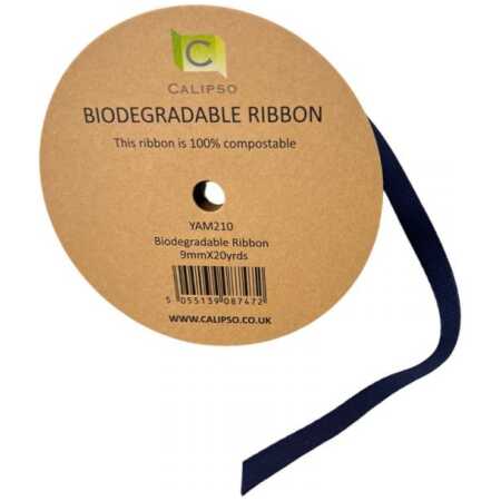 Navy Biodegradable Ribbon 9mm