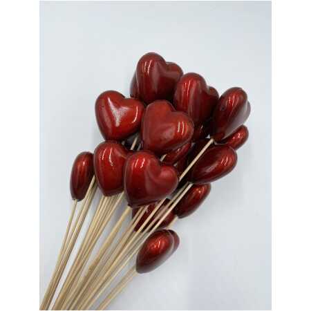 Valentine's Red Metallic Heart Pick