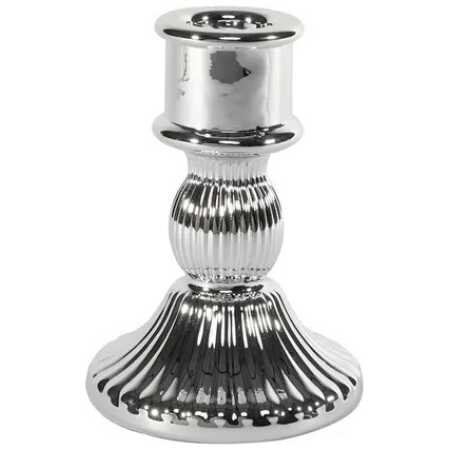 Paloma Candlestick - Electroplate Silver Glass H10.5cm