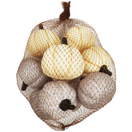 Artificial 10 x Grey/Stone and Cream Pumpkin Fruit Assortment