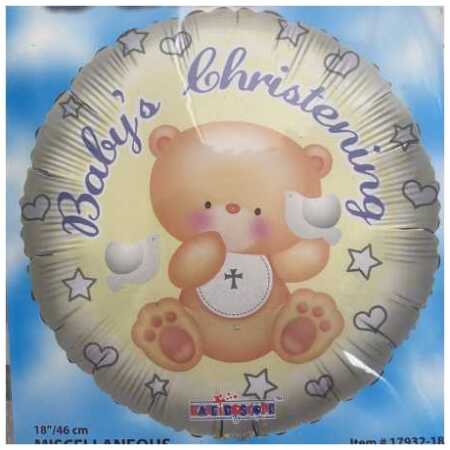 Baby Foil Balloons On Christening Bear