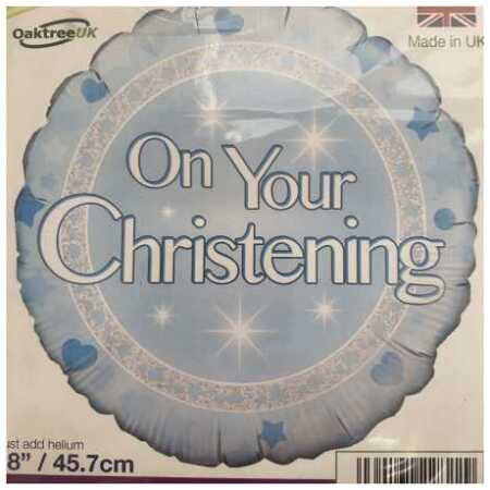 Baby Foil Balloons On Christening Blue
