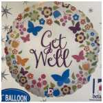 Get Well Soon Foil Balloon Butterfly Flower