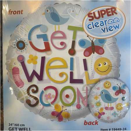 Get Well Soon Foil Balloon Colourful Bird, The Baggery Sundries UK Ltd Get Well Soon Foil Balloon Colourful Bird