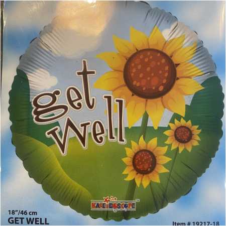Get Well Soon Foil Balloon Sunflower, The Baggery Sundries UK Ltd Get Well Soon Foil Balloon Sunflower