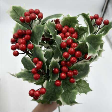 Christmas - 50cm Holly Berry Bush X 14