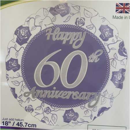 Marriage Foil Balloon 60th Anniversary Rose, The Baggery Sundries UK Ltd Marriage Foil Balloon 60th Anniversary Rose