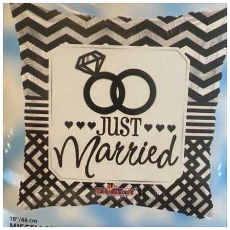 Marriage Foil Balloon Just Married Pillow