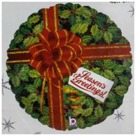 Seasons Greetings Holographic Balloon Holly