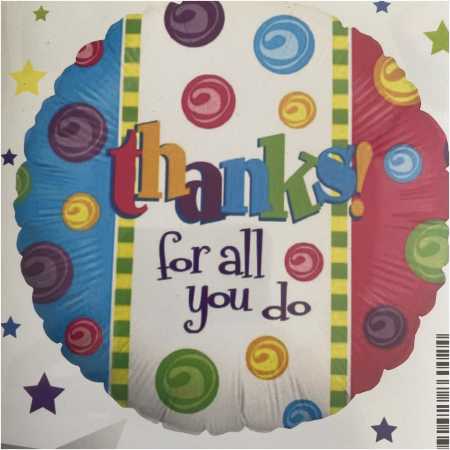 Thank You Foil Balloon All You Do, The Baggery Sundries UK Ltd Thank You Foil Balloon All You Do