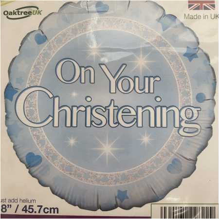 Baby Foil Balloons On Christening Blue