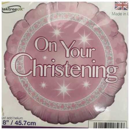 Baby Foil Balloons On Christening Pink