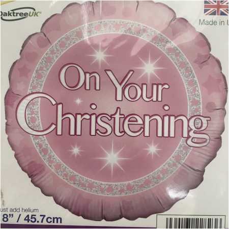 Baby Foil Balloons On Christening Pink