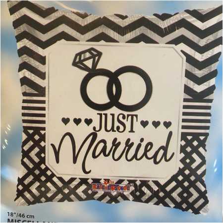 Marriage Foil Balloon Just Married Pillow