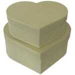 Ivory Suede Heart Hat Box Set of Two