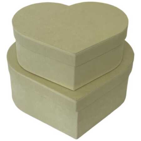 Ivory Suede Heart Hat Box Set of Two