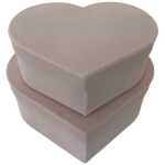 Pink Suede Heart Hat Box Set of Two