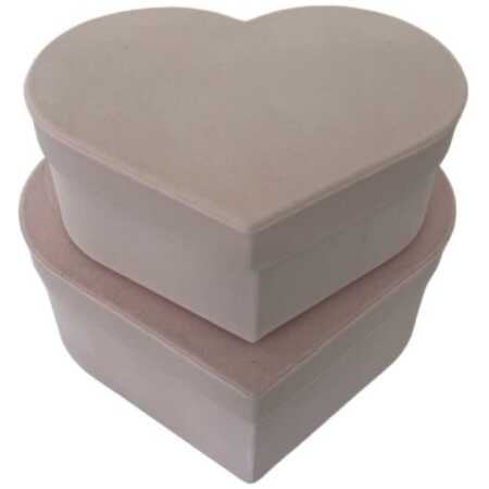 Pink Suede Heart Hat Box Set of Two