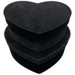 Black Suede Heart Hat Box Set of Two