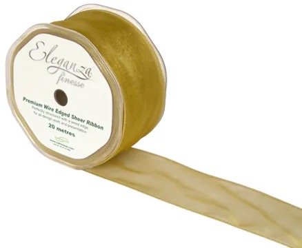 50mm Organza Ribbon - Gold, The Baggery Sundries UK Ltd 50mm Organza Ribbon - Gold