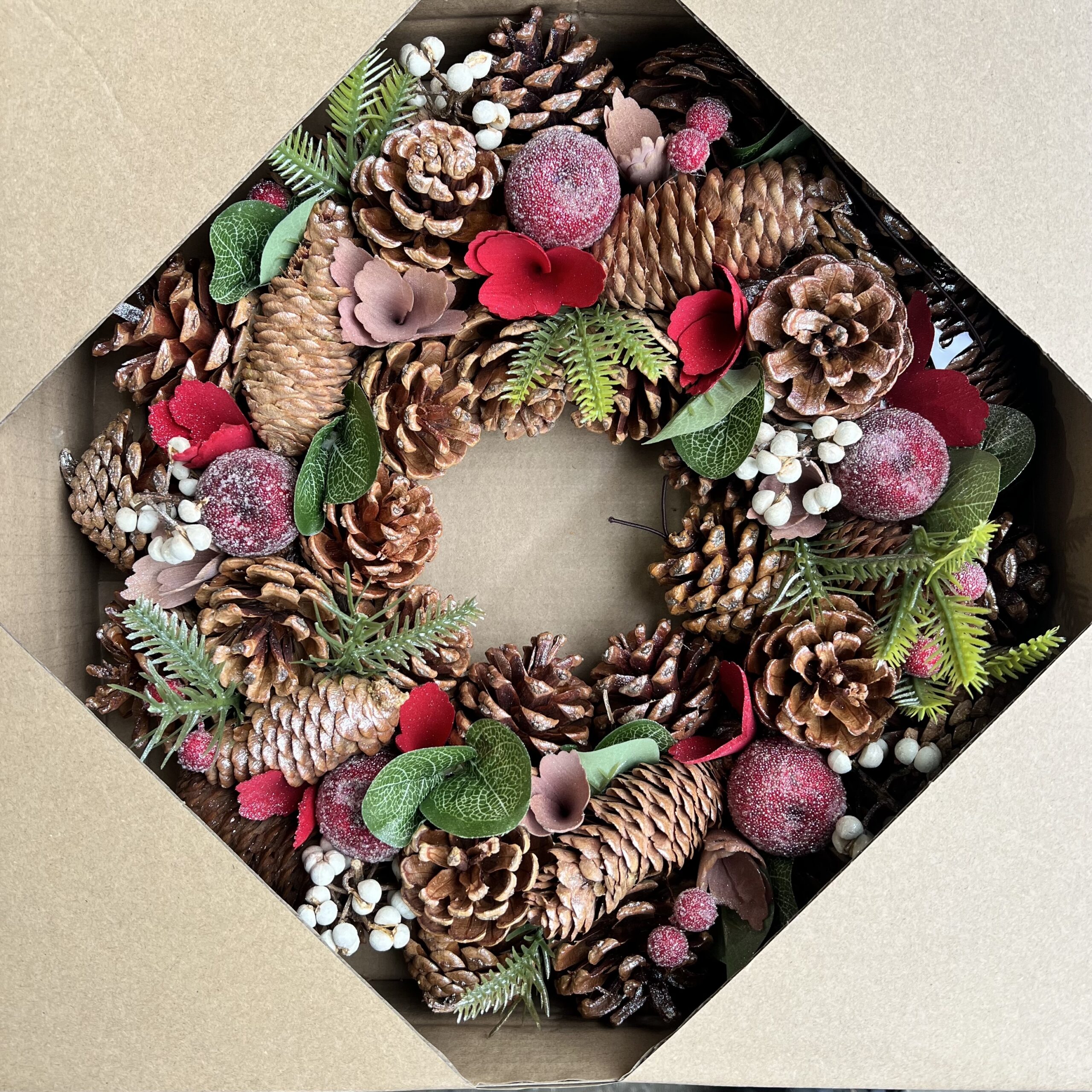 Christmas Wreath - Autumnal Colour Cone wreath (30cm), The Baggery Sundries UK Ltd Christmas Wreath - Autumnal Colour Cone wreath (30cm)