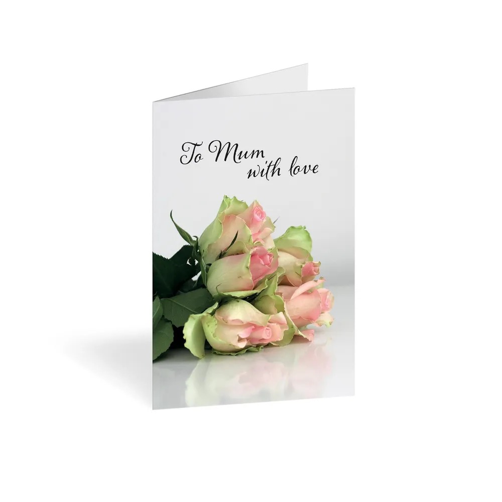 Folded Card – To Mum with love – Pink Roses, The Baggery Sundries UK Ltd Folded Card – To Mum with love – Pink Roses