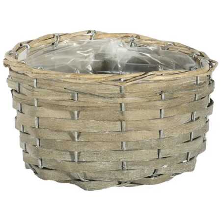 Round Woodchip Basket - Full Willow Rim and Liner -18xH11cm