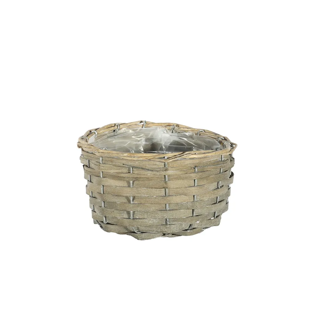 Round Woodchip Basket – Full Willow Rim and Liner -18xH11cm, The Baggery Sundries UK Ltd Round Woodchip Basket – Full Willow Rim and Liner -18xH11cm