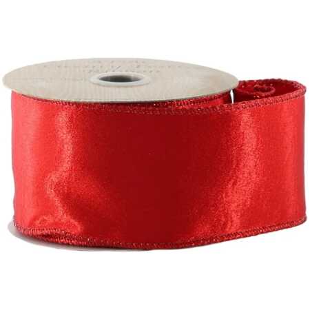 Christmas - Red Shine Ribbon - Wired Edge - 63mm x 10yds