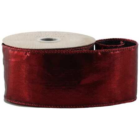 Christmas - Burgundy Shiny Ribbon - Wired Edge - 63mm x 10yds