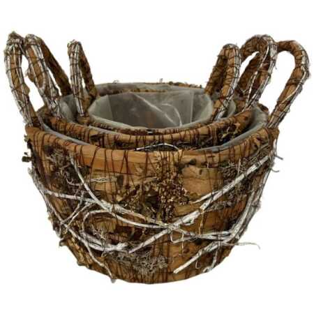 Bark Set of 3 Eared Round Pots