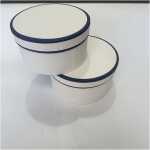 White & Navy Hat Box set of 2