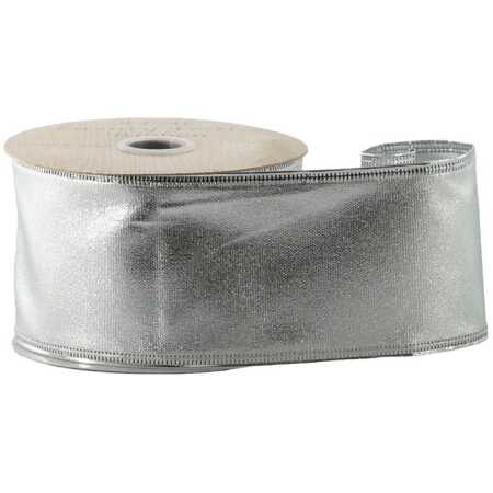 Christmas - Metallic Silver Ribbon - Wired Edge - 63mm x 10yds