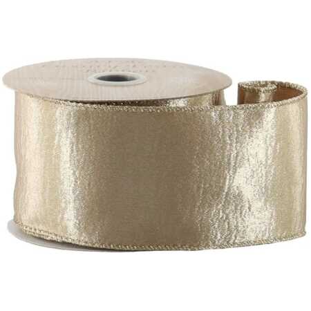 Christmas - Pale Gold Shine Ribbon - Wired Edge - 63mm x 10yds