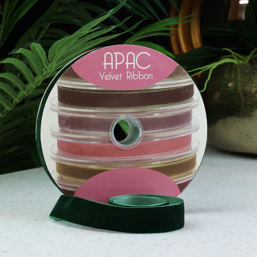Christmas – Forest Green Velvet Ribbon 50mm x 20m, The Baggery Sundries UK Ltd Christmas – Forest Green Velvet Ribbon 50mm x 20m