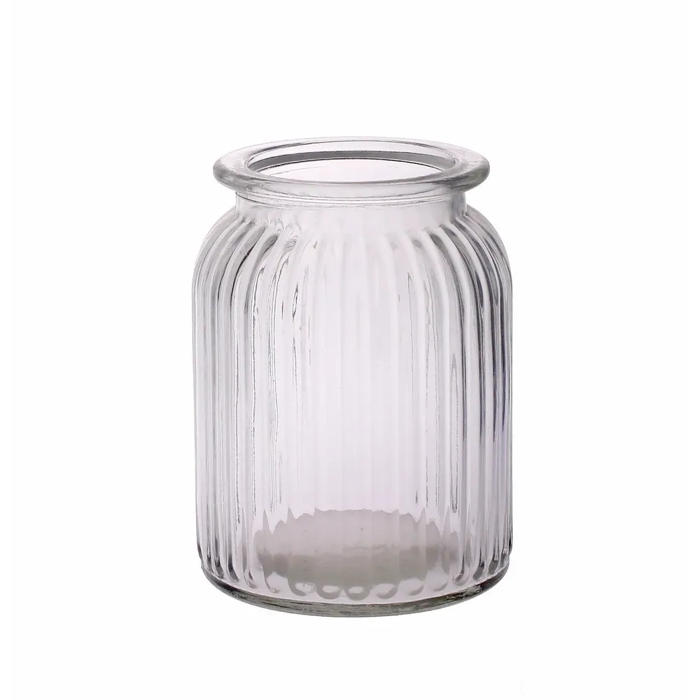 Ribbed Glass Vase (14.5cm), The Baggery Sundries UK Ltd Ribbed Glass Vase (14.5cm)