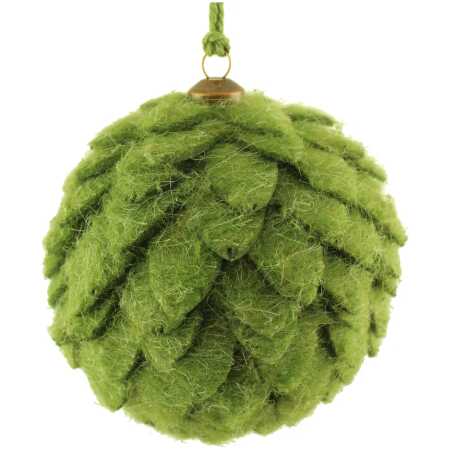 10cm Felt Scalloped Hanging Ball - Green