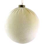 Christmas - 15cm Velvet Hanging Ball - Cream