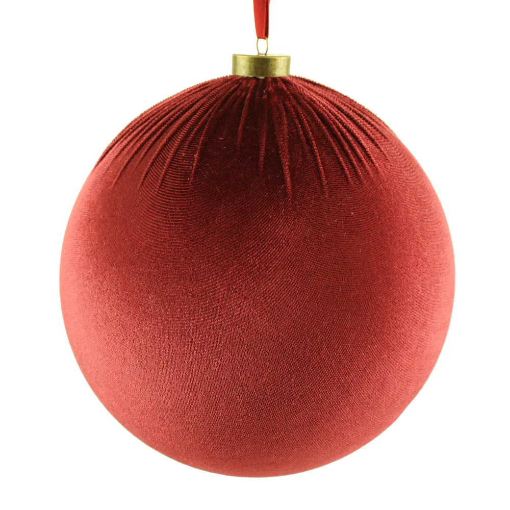 Christmas – 20cm Velvet Hanging Ball Cream, The Baggery Sundries UK Ltd Christmas – 20cm Velvet Hanging Ball Cream